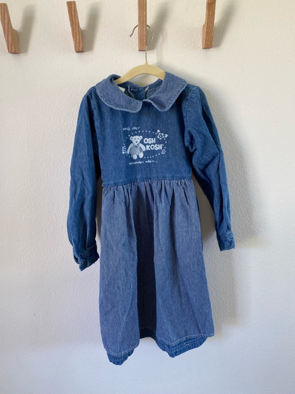 OshKosh B'gosh Vintage Denim-Style Long-Sleeve Dress with Peter Pan Collar